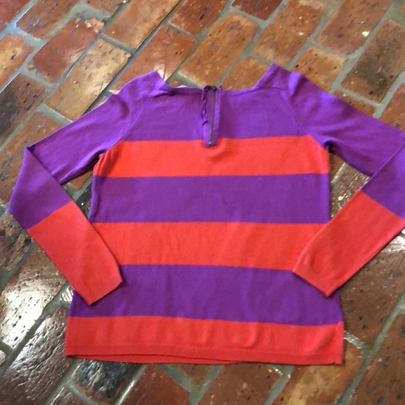 Ann Taylor LOFT Long Sleeve Color Block Zip Back Lightweight Sweater szM - Picture 9 of 12